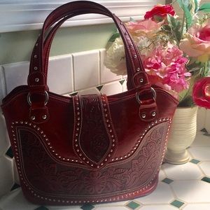 Western Red Leather Concealed Carry Purse
